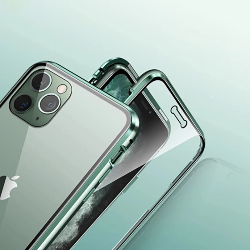 Ốp điện thoại kim loại từ tính bảo vệ 360 độ thích hợp cho Iphone 12 11 Pro Max X Xs Max 6 6s 7 8 Se 2020