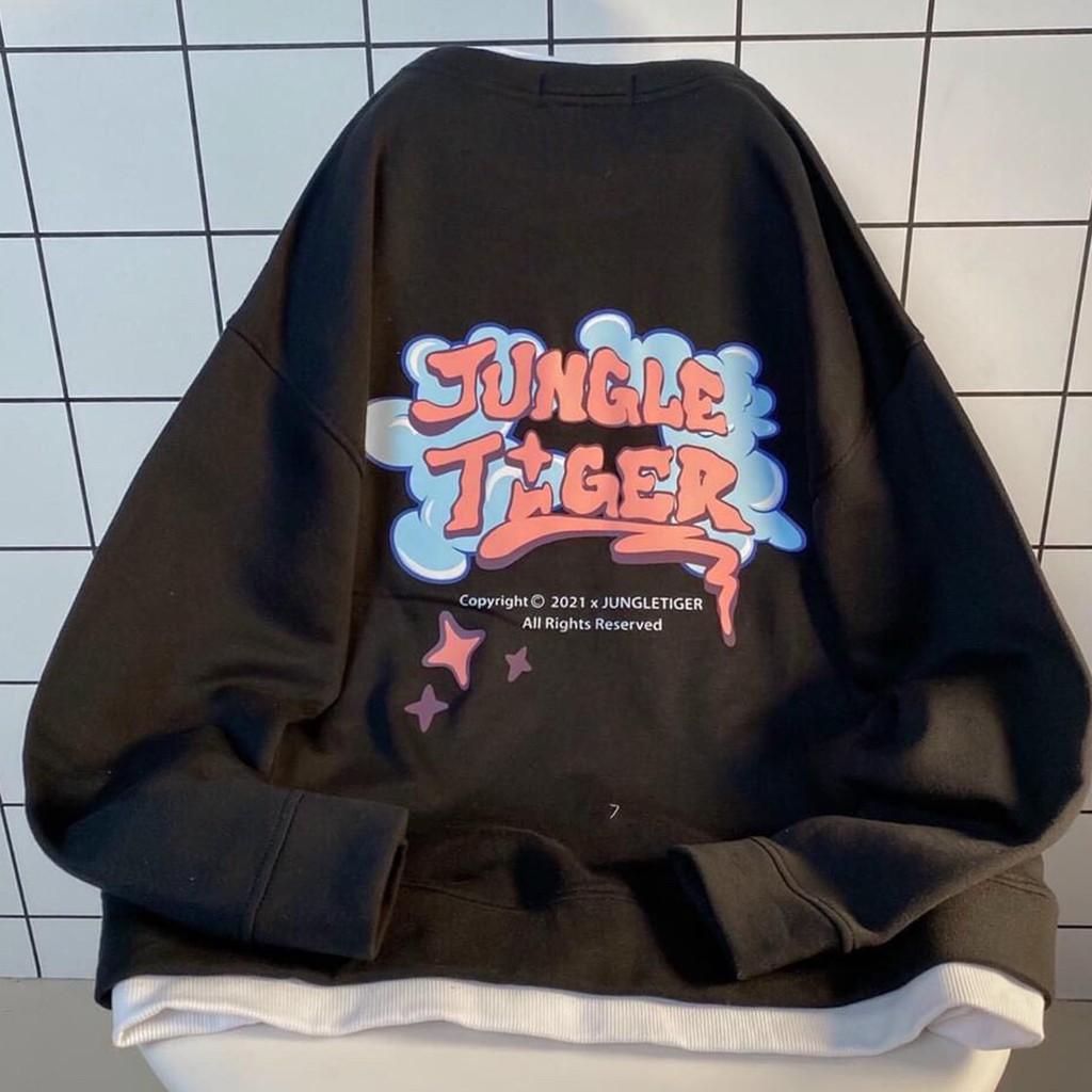 Áo sweater nữ, áo nỉ cổ tròn giả 2 vạt dưới Jungle Tiger phong cách Hàn Quốc - 4Basic HX12 | BigBuy360 - bigbuy360.vn