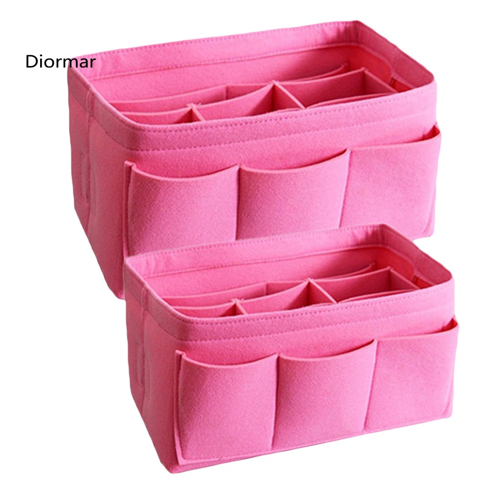 DOM_Multi-Grids Waterproof Large Capacity Makeup Cosmetic Storage Bag Felt Organizer