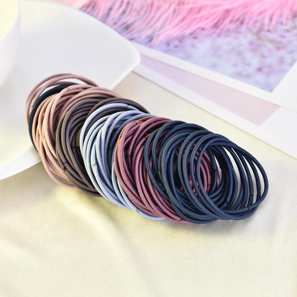 Bộ 100 sợi dây thun cột tóc màu trơn cao cấp