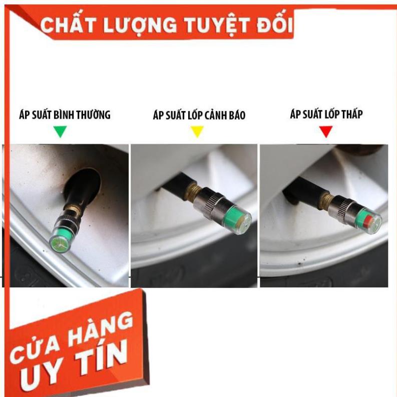 Van Cảnh Báo Áp Suất Lốp Ô TÔ - XE MÁY Bộ 4 Van Báo Áp Suất Lốp Lõi Đồng