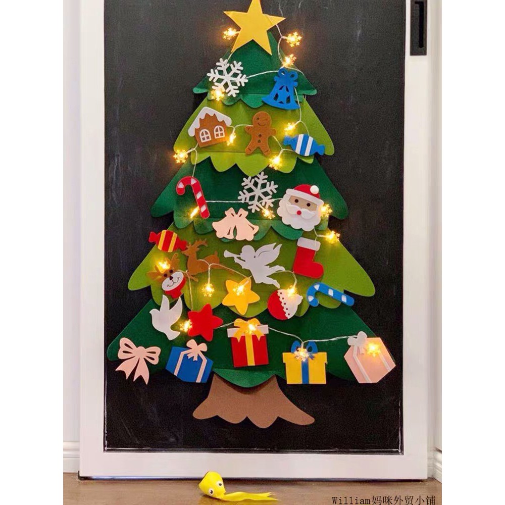 Bộ cây thông Noel vải nỉ  tự làm trang trí dịp Giáng Sinh kèm phụ kiện trang trí