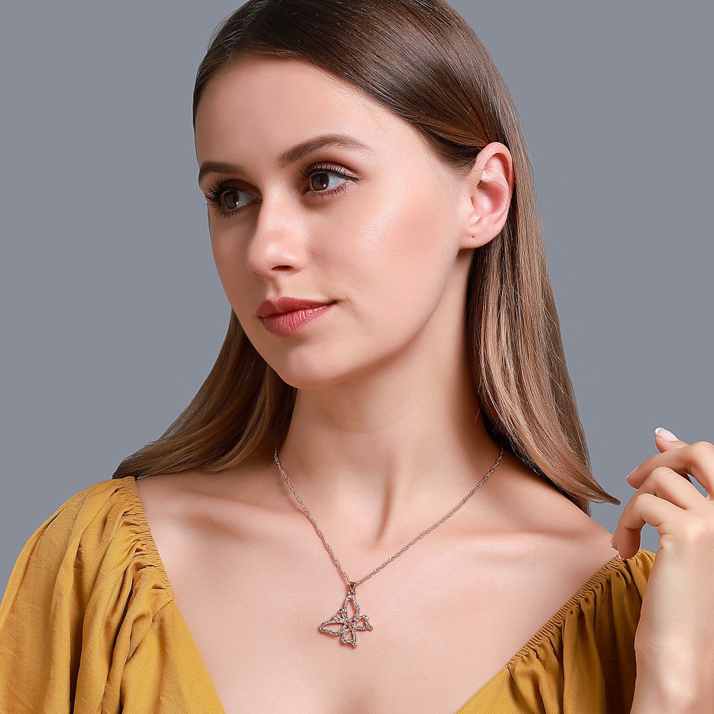 Mặt dây chuyền hình bướm đính đá Zircon dành cho nữ