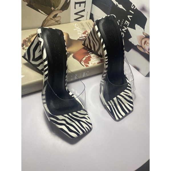 Giày guốc tam giác hở mũi H2STORE cao 9cm hót hít hàng chuẩn đẹp