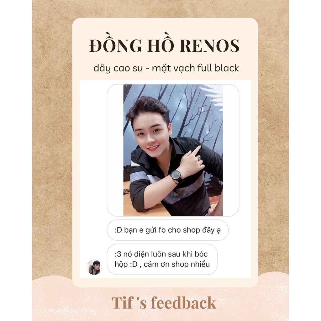 Đồng hồ cặp nam nữ dây cao su RENOS TRƠN full black đồng hồ đôi size 26mm & 38mm Watchesbytif thể thao cá tính | BigBuy360 - bigbuy360.vn