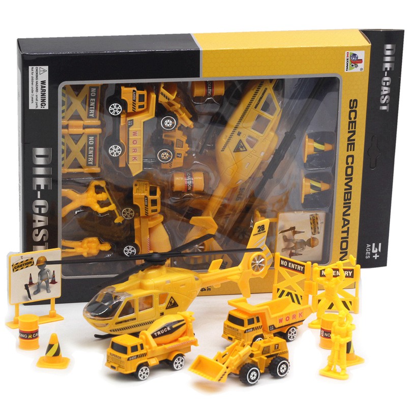 Sét đồ chơi công trình, kích thước lớn 21x5x31cm, sét 14 chi tiết, cấu tạo kim loại và nhựa abs