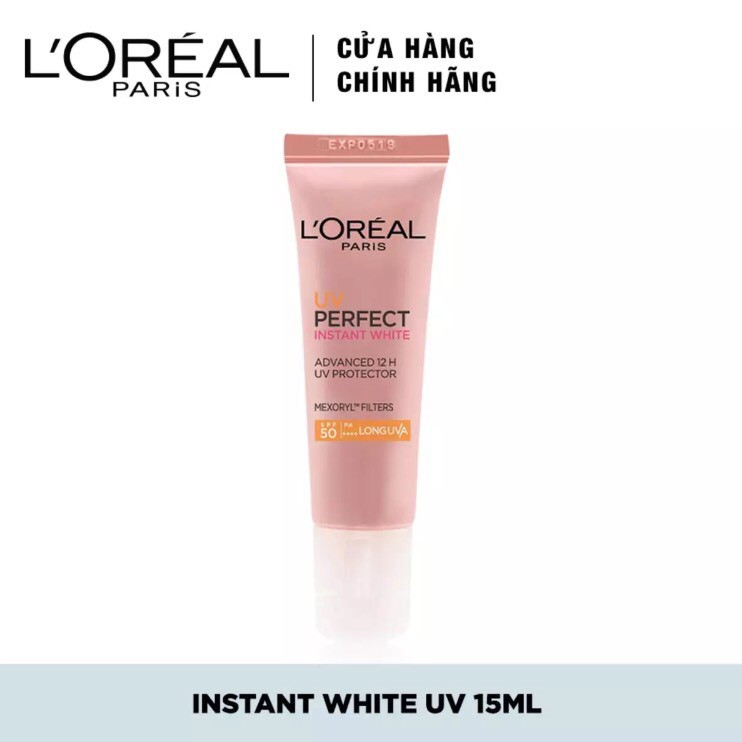 Kem chống nắng dưỡng da trắng sáng tức thì L'Oreal UV Perfect Instant White SPF50 PA++++ 15ml