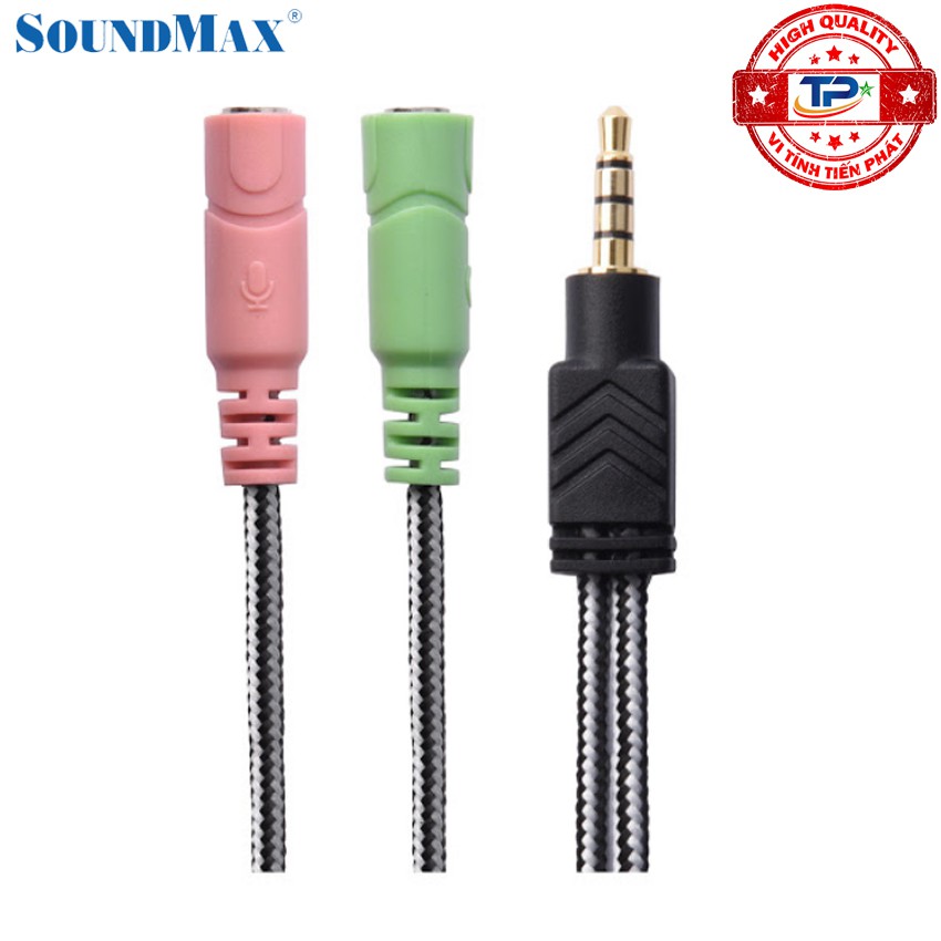 Cáp chia cổng âm thanh 3.5mm 1 ra 2 cổng Mic và Phone - Soundmax Audio Jack