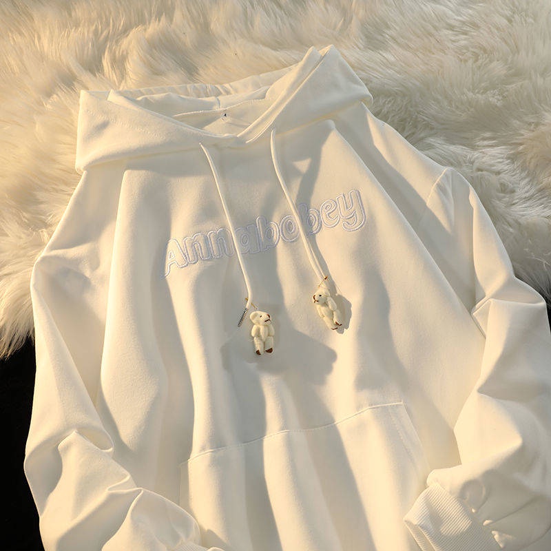 hoodie zip Áo Hoodie Dáng Rộng In Hình Gấu Dễ Thương Phong Cách Hàn Quốc Thời Trang Mùa Thu Cho Nữ Cỡ 200 | BigBuy360 - bigbuy360.vn