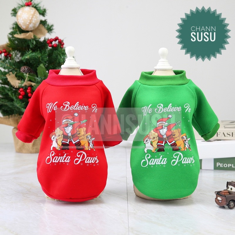 ÁO CHÓ MÈO - Áo nỉ cho thú cưng noel Chistmas giáng sinh xanh đỏ puppy cún đáng yêu