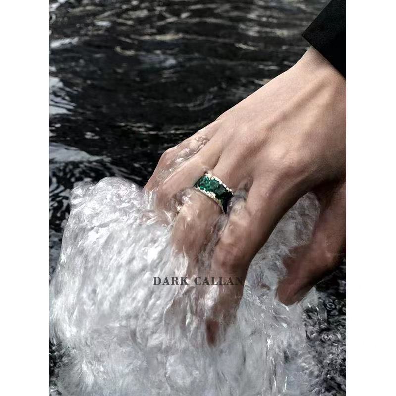 Nhẫn nam nữ tròn unisex SAZ màu bạc thời trang chất Titan đẹp đơn giản không gỉ - Nhẫn Green