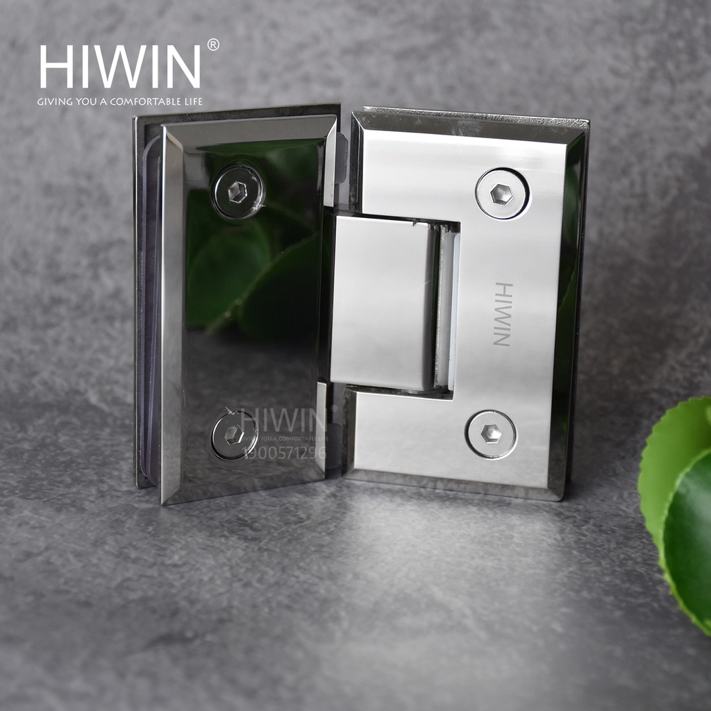 Bản lề phòng tắm kính 135 độ lệch mặt gương inox 304 Hiwin HG-006 (dày 5mm)