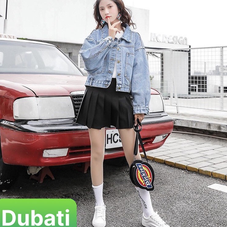 ÁO KHOÁC JEAN NỮ XẺ LƯNG KHUY SAU PHỐI TÚI KIỂU DÁNG CROPTOP - DUBATI FASHION