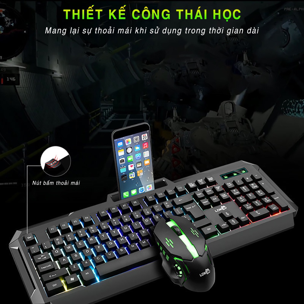 Bàn Phím Máy Tính Gaming SIDOTECH V5 PRO có dây LED RGB công thái học chống nước dành cho dân văn phòng và game thủ