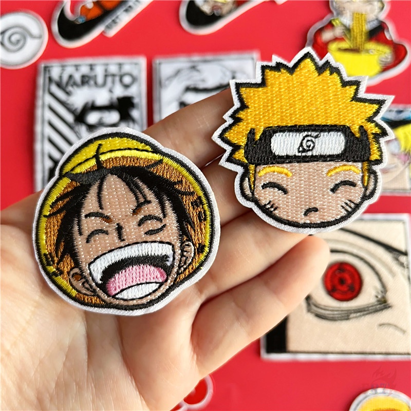 ☸ Miếng Vá Ủi Quần Áo In Hoạ Tiết Hoạt Hình Naruto/One Piece Độc Đáo ☸ 1 Sticker Ủi Thêu Hình Anime