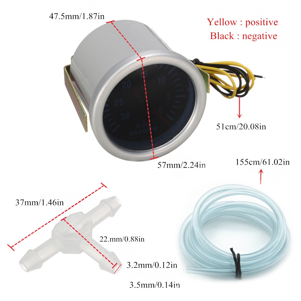 Đồng Hồ Đo Áp Suất Turbo 2&quot; 52mm Có Đèn LED Cho Xe Hơi