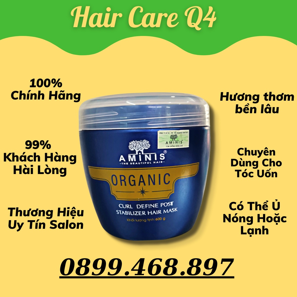 Hấp dầu Ủ Tóc Organic Dành Cho Tóc Uốn Xoăn  Aminis Công nghệ Italy hàng cty chính hãng - Hair Care Q4