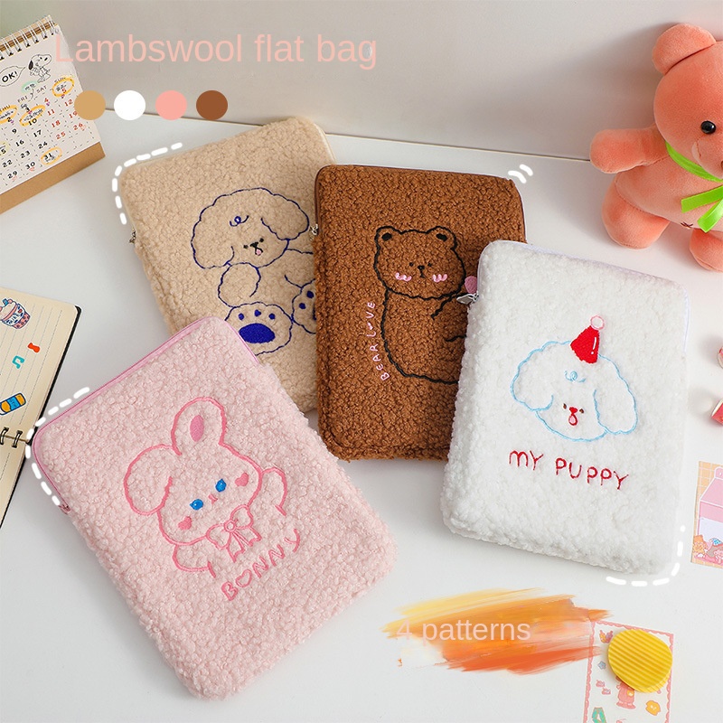 Túi Đựng Máy Tính Bảng Bằng Vải Bông Dày Dặn Hình Chú Chó Hoạt Hình Dễ Thương Cho ipad 11 inch