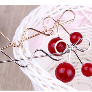 Kẹp tóc bằng kim loại hình quả cherry dễ thương