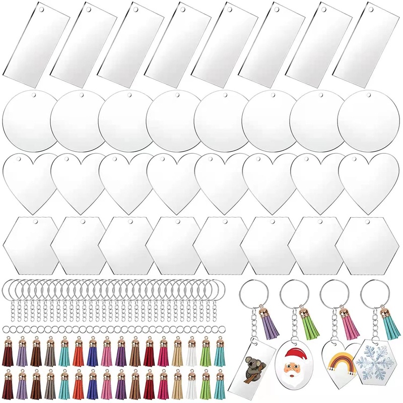 Set 128 Miếng Nhựa Acrylic Làm Móc Khóa / Trang Sức Nhiều Màu Sắc