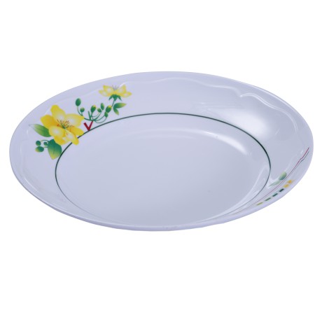 Dĩa Nhựa Melamine Sâu Lòng Hoa Văn