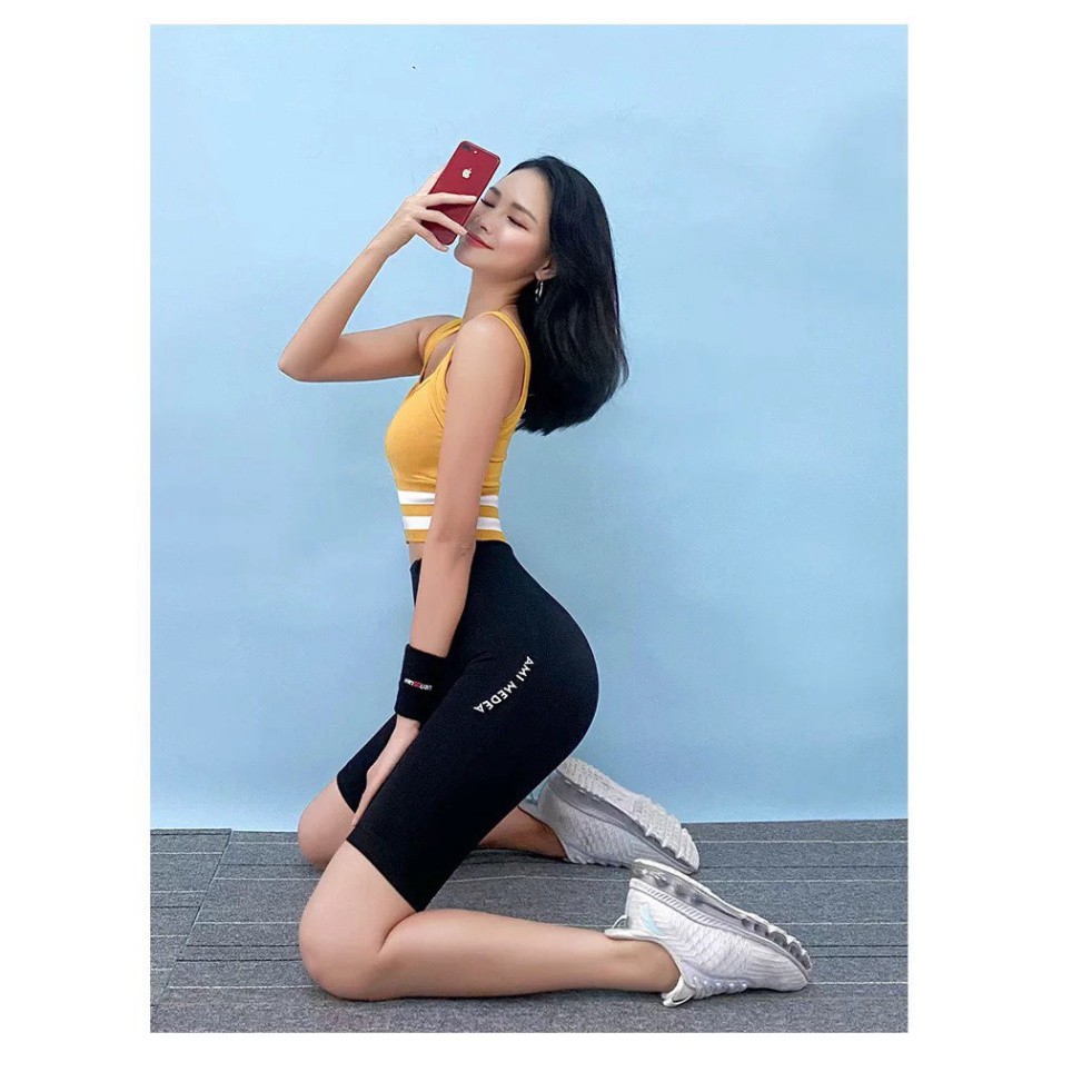 Quần lửng AmiMedea  tập gym cạp cao, Thiết kế hiện đại nâng mông ! (QT9)