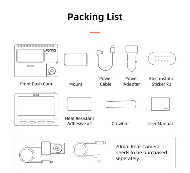 Camera hành trình Xiaomi 70mai A800 4K Dual - quay trước sau, bảo hành 1 năm | BigBuy360 - bigbuy360.vn