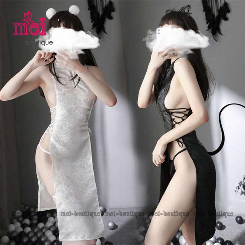 Bộ đồ ngủ sườn xám sexy 2 vạt buộc dây 2 bên eo gợi cảm Mei Boutique MB006 | BigBuy360 - bigbuy360.vn