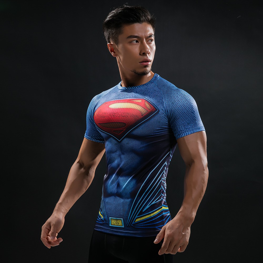 New 3D Printed Superman Men T-shirt Summer Fashion Short Sleeve Shirt Compression Bodybuilding Men's Clothing Quick Dry