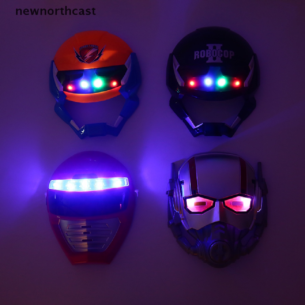 [newnorthcast] Cartoon Full Facial Masks Kids LED Power Rangers Mask Robocop Ant-Man Toy Gift 