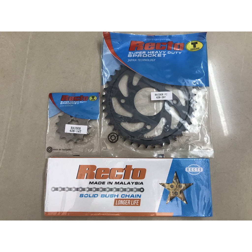 Bộ nhông sên dĩa RaiderFI và Satria (nhông14, dĩa39-Sên Recto 9ly)