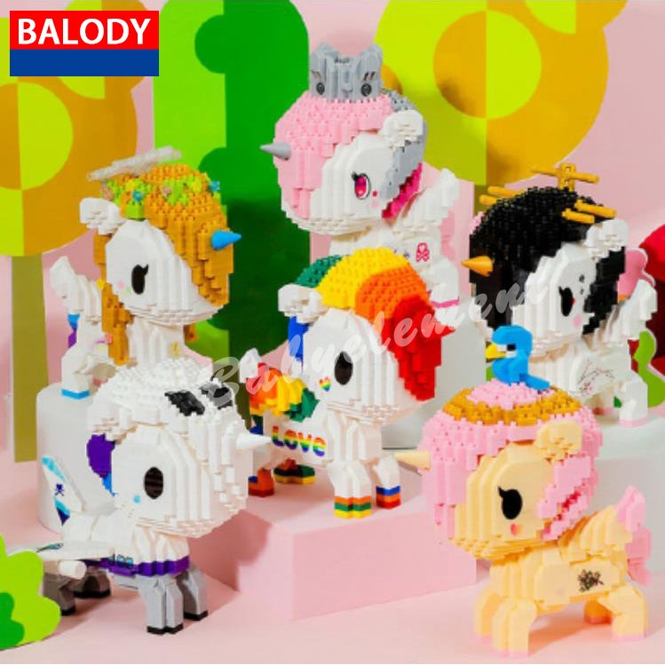 Nano Khối Kỳ Lân Khối Xây Dựng Hoạt Hình Rainbow Pony Mẫu Búp Bê Lắp Ráp Trẻ Em Đồ Chơi Giáo Dục Bé Gái Quà Tặng
