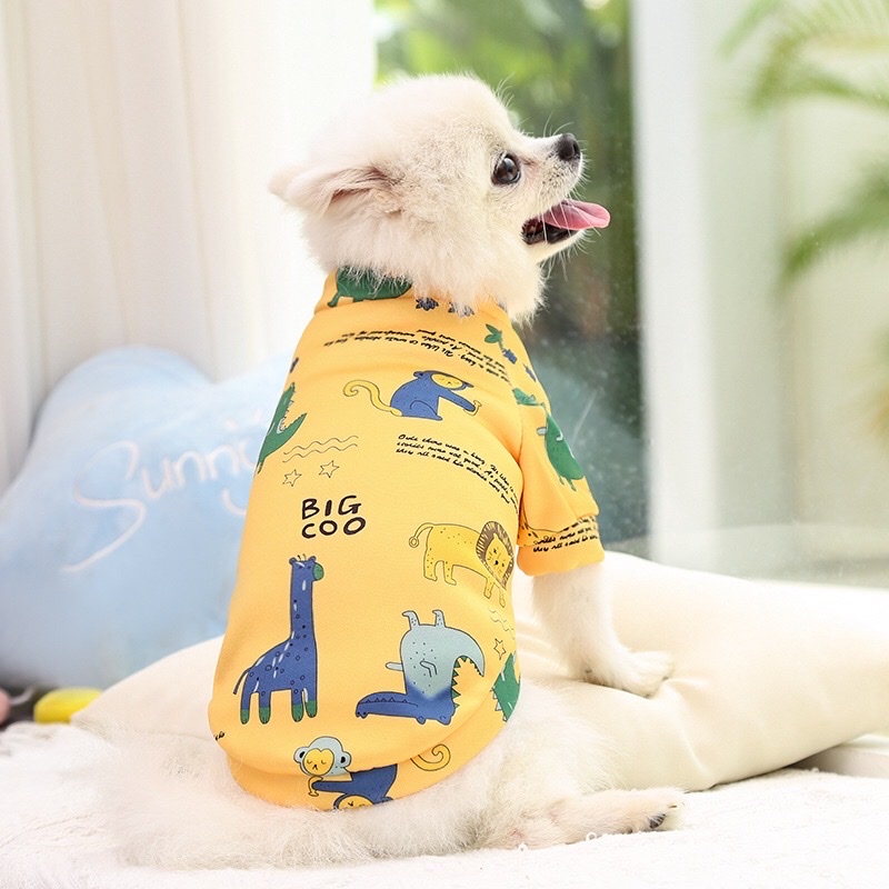 Áo cho thú cưng- áo thun nỉ nhiều màu sắc họa tiết dễ thương cho thú cưng