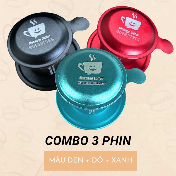 Combo 3 cái Phin cà phê nhôm cao cấp, màu chất lượng, đẹp, phin pha cà phê - Bale