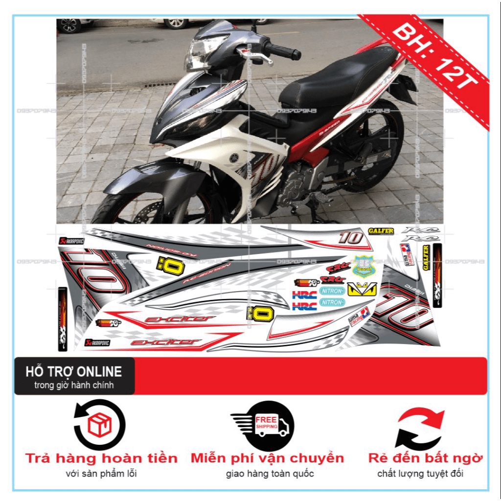 TEM RỜI EX 2011 SỐ 10 TRẮNG XÁM ĐỎ -- SHIN DECAL 2