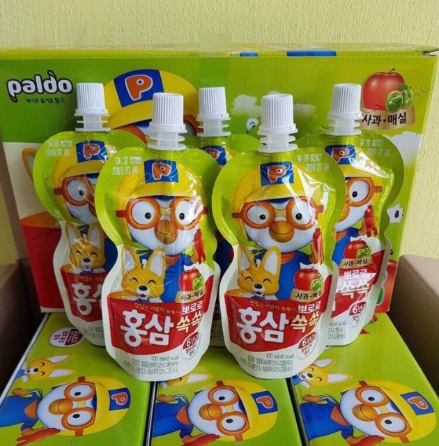 Nước hồng sâm trái cây Pororo hàn quốc 02/2021