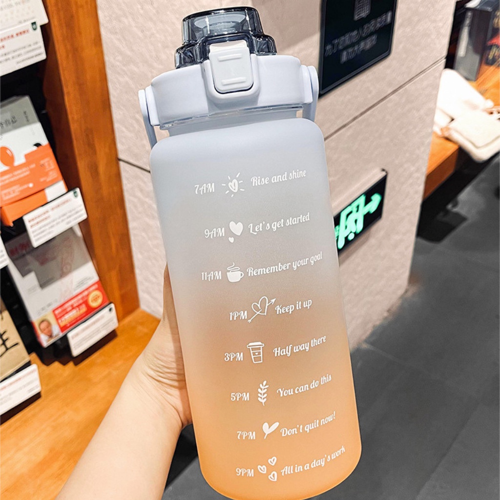 {HOT}Bình nước thể thao cao cấp màu Gradient bình nhắc nhở uống nước 2000MLmang theo đi làm du lịch tặng kèm sticket