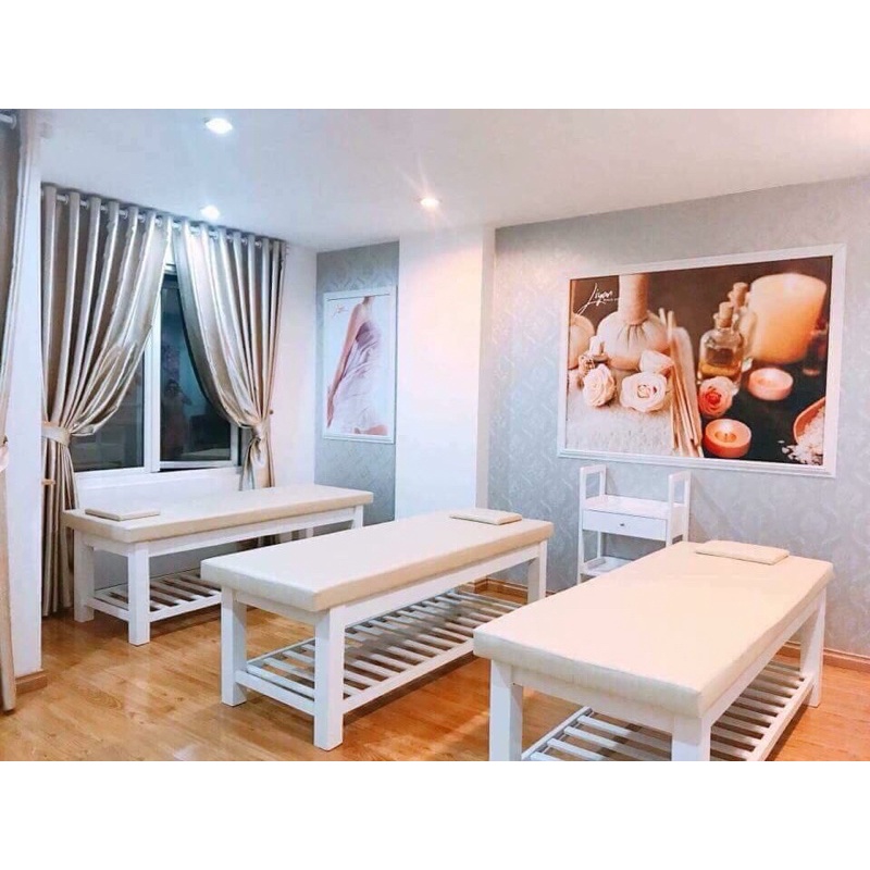 GIƯỜNG SPA_GIƯỜNG MASSAGE BODY CHÂN GỖ ĐỦ KÍCH THƯỚC SET UP SPA, THẨM MỸ VIỆN