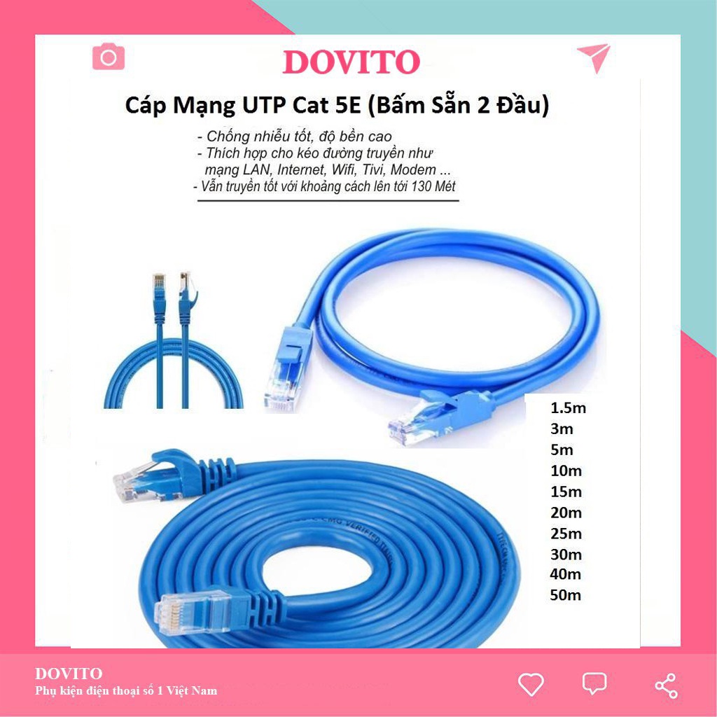 Dây mạng LAN bấm sẵn 2 đầu CAT6E ,cáp mạng ngoài trời chống đứt gẫy MT03