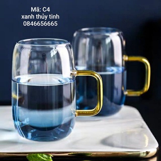 Set 2 cốc thuỷ tinh xanh 300ml