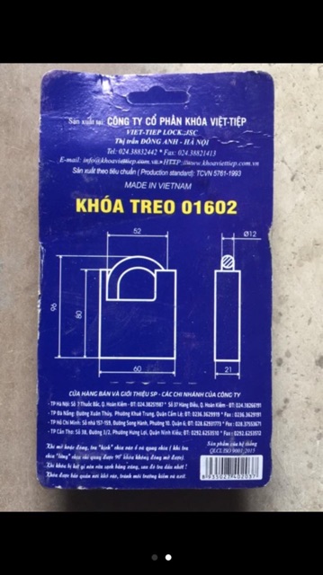 Khoá chống cắt việt Tiệp 01602