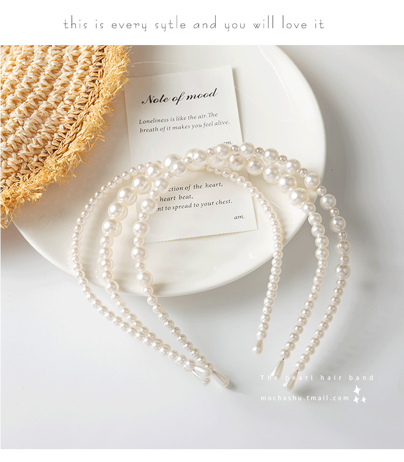 Simple and fashionable Korean pearl headband headband