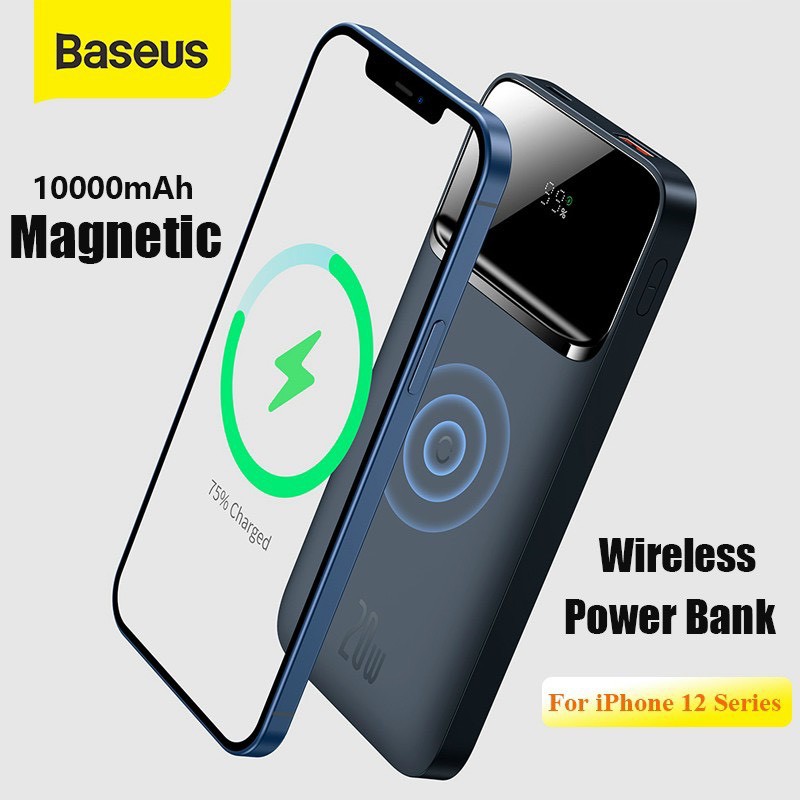 (SẵnVN) Pin dự phòng kèm sạc không dây Magnetic 10000MAh PD 20W Baseus - Dùng Cho iPhone 12 Series