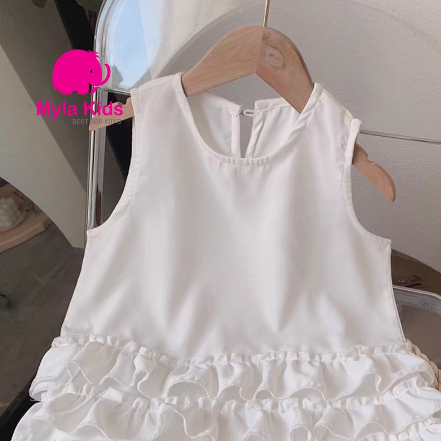 Váy đuôi cá chất liệu đũi mộc cực mát, váy đuôi cá dáng xuông không tay cho bé gái 8-40kg Mylakids