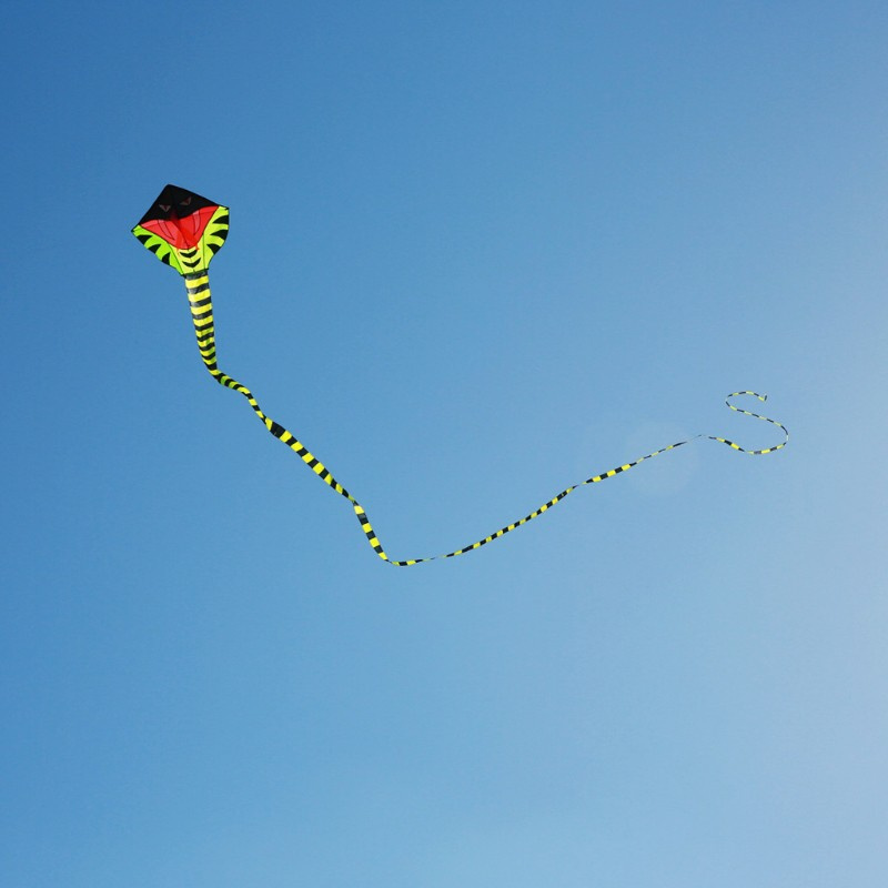 Diều tam giác thiết kế hình rắn lục đuôi dài độc đáo kích thước 15/30 mét
