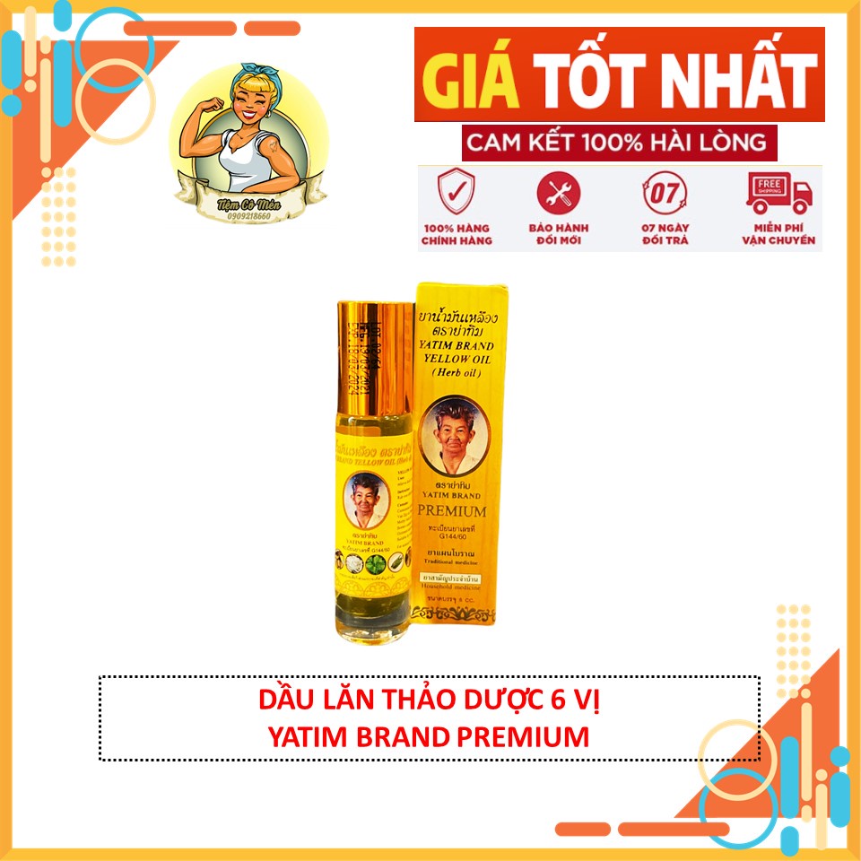 DẦU LĂN THẢO DƯỢC 6 VỊ YATIM BRAND YELLOW OIL THÁI LAN (DẦU LĂN 6 VỊ THẢO DƯỢC BÀ GIÀ)