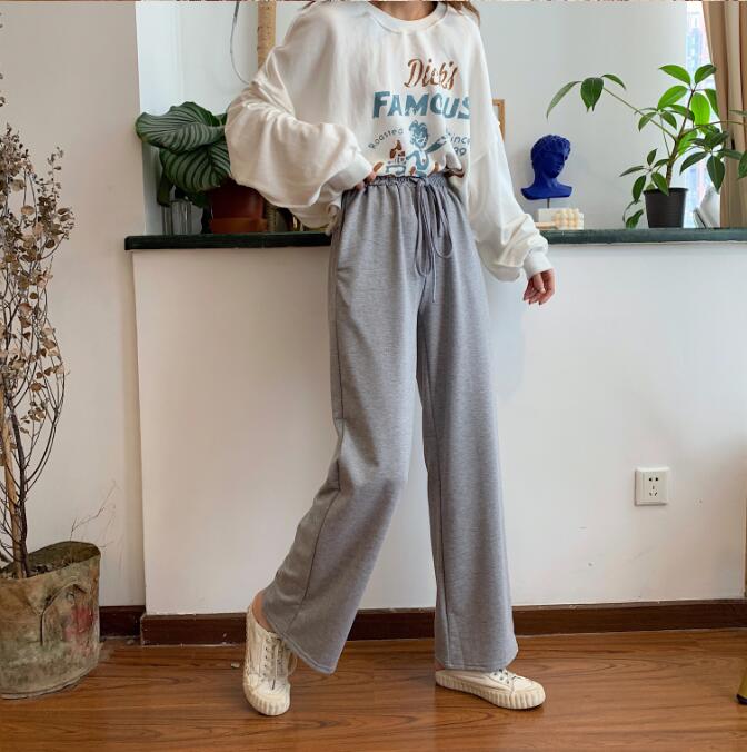 SUXI Quần Dài Ống Rộng Màu Trơn Thời Trang Nữ Tính