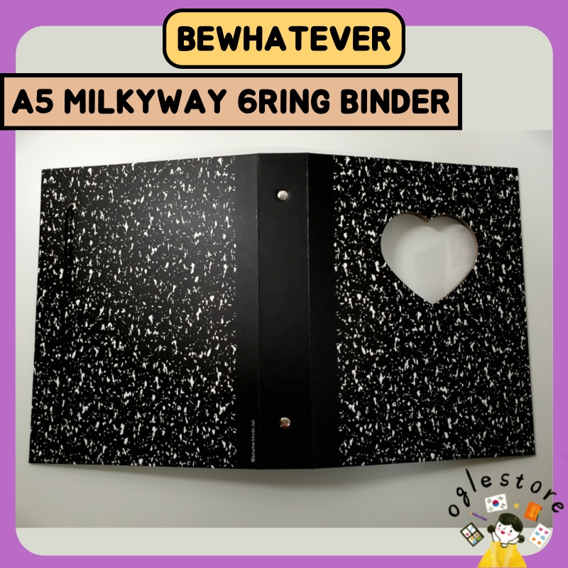 Bewhatever Black A5 Composition Binder Heart Hole Korean Photocard Binder POLCO Kpop Binder A5 Binder K-Pop Album Korean Stationery Oglestore