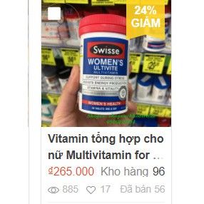 Vitamin tổng hợp cho nữ Multivitamin for women - Swisse Women’s Ultivite Multivitamin, 60 viên | Thế Giới Skin Care