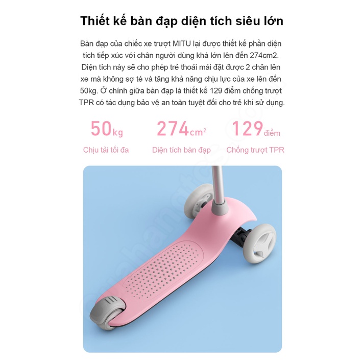 Xe trượt Scooter 3 bánh cho trẻ em MITU Xiaomi - Bánh xe phát sáng - 3 độ cao tay cầm